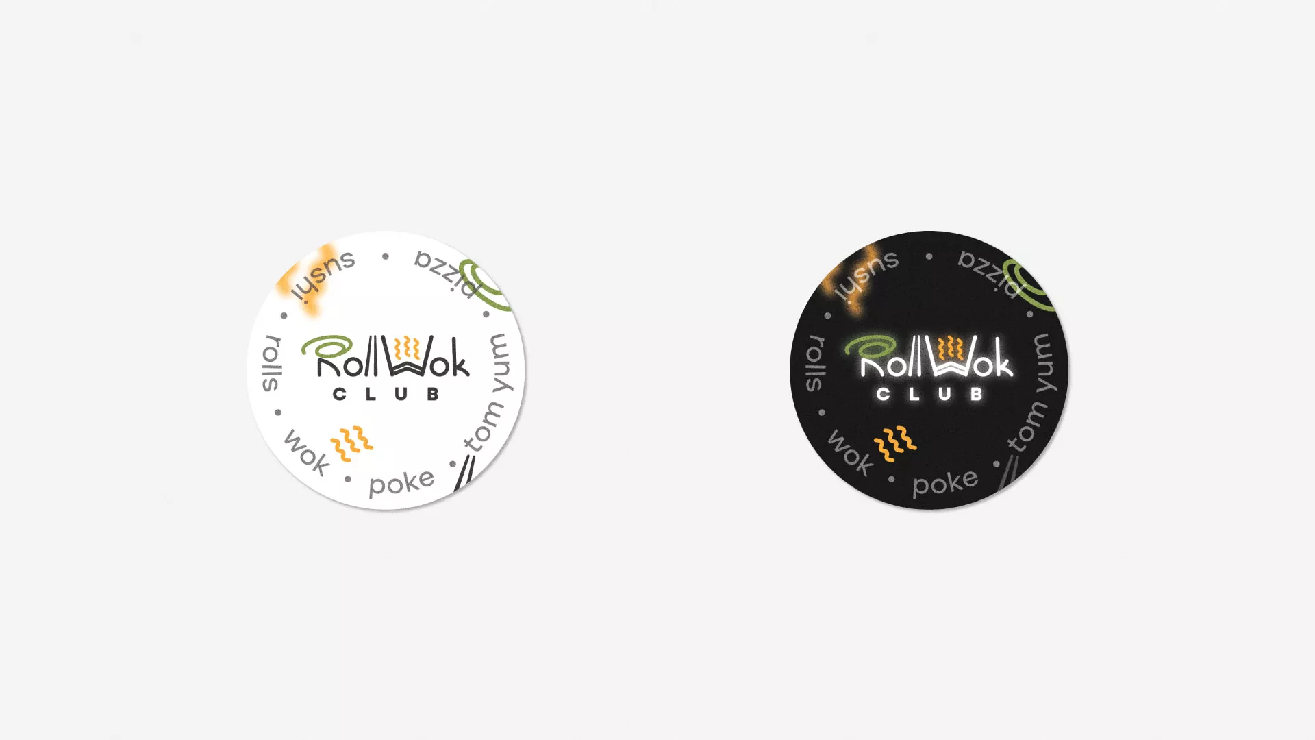 Разработка наклеек для суши-бара «Roll Wok Club» в Мариинском Посаде