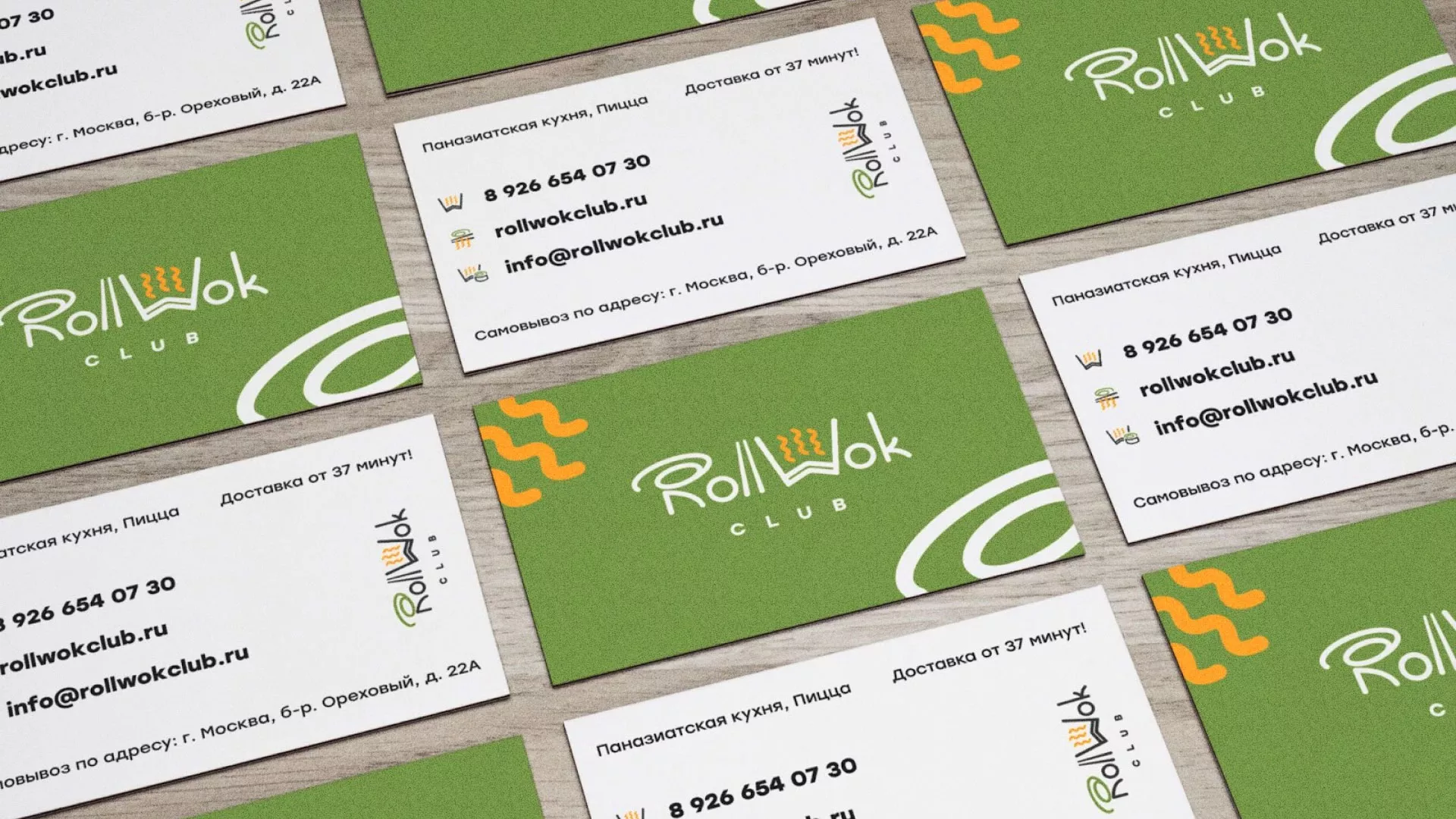 Разработка дизайна визиток суши-бара «Roll Wok Club» в Мариинском Посаде